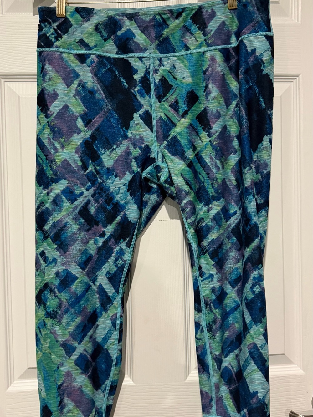 Blue & Teal Patterned Active Leggings